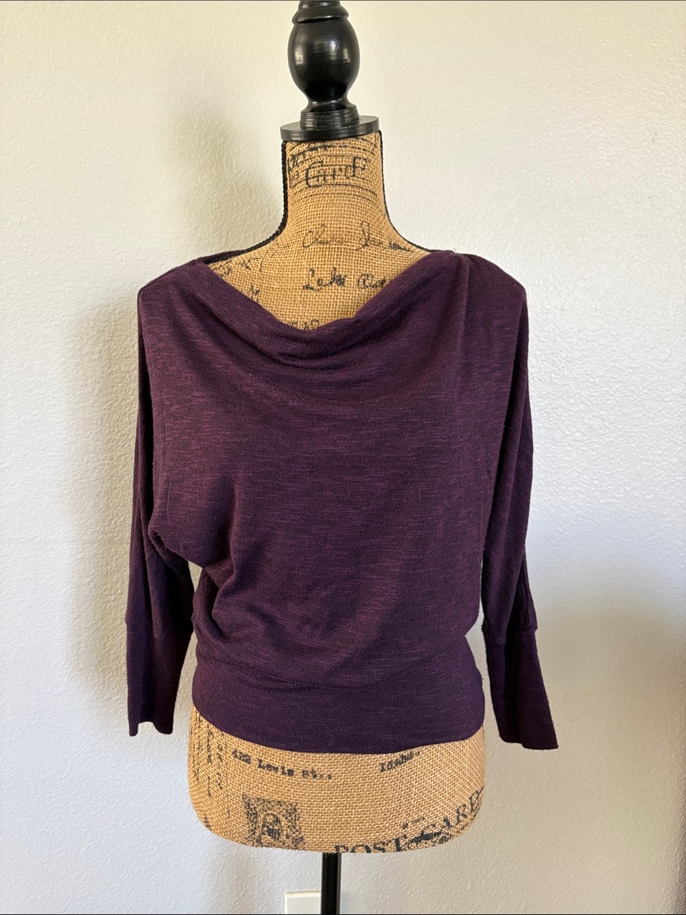Draped Boatneck Sweater in Deep Plum